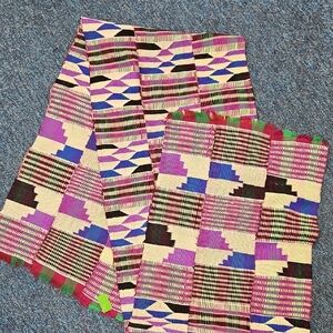 Vibrant Multicolor Geometric Kente Table Runner.
